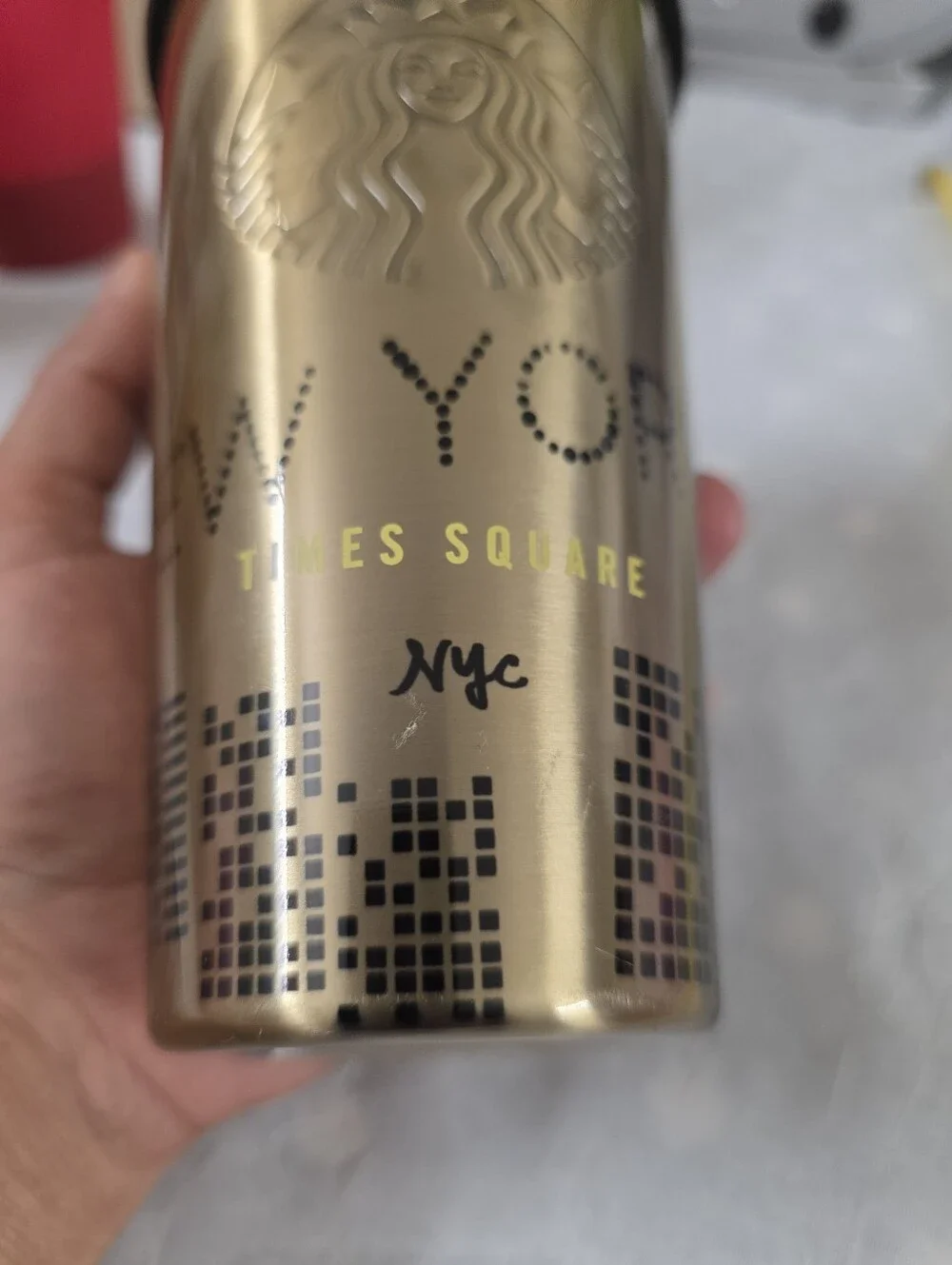 Starbucks Gold and Black NYC Stainless Steel Tumbler with Straw